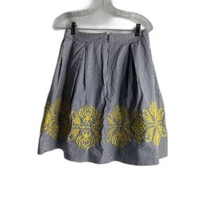 INC International Concepts Women’s Layered Skirt Size 2 Navy Yellow Cotton Lined